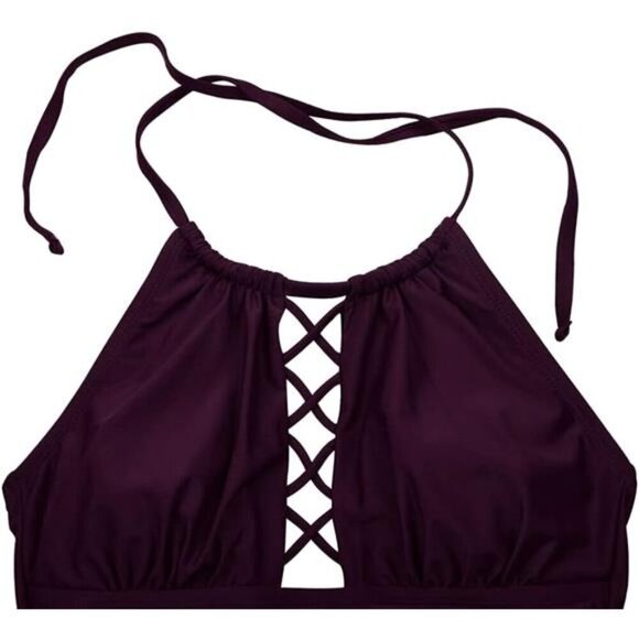 Women's High Neck Cutout One Piece Swimsuit Ruched Tummy Control Halter Swimwear - Picture 7 of 8